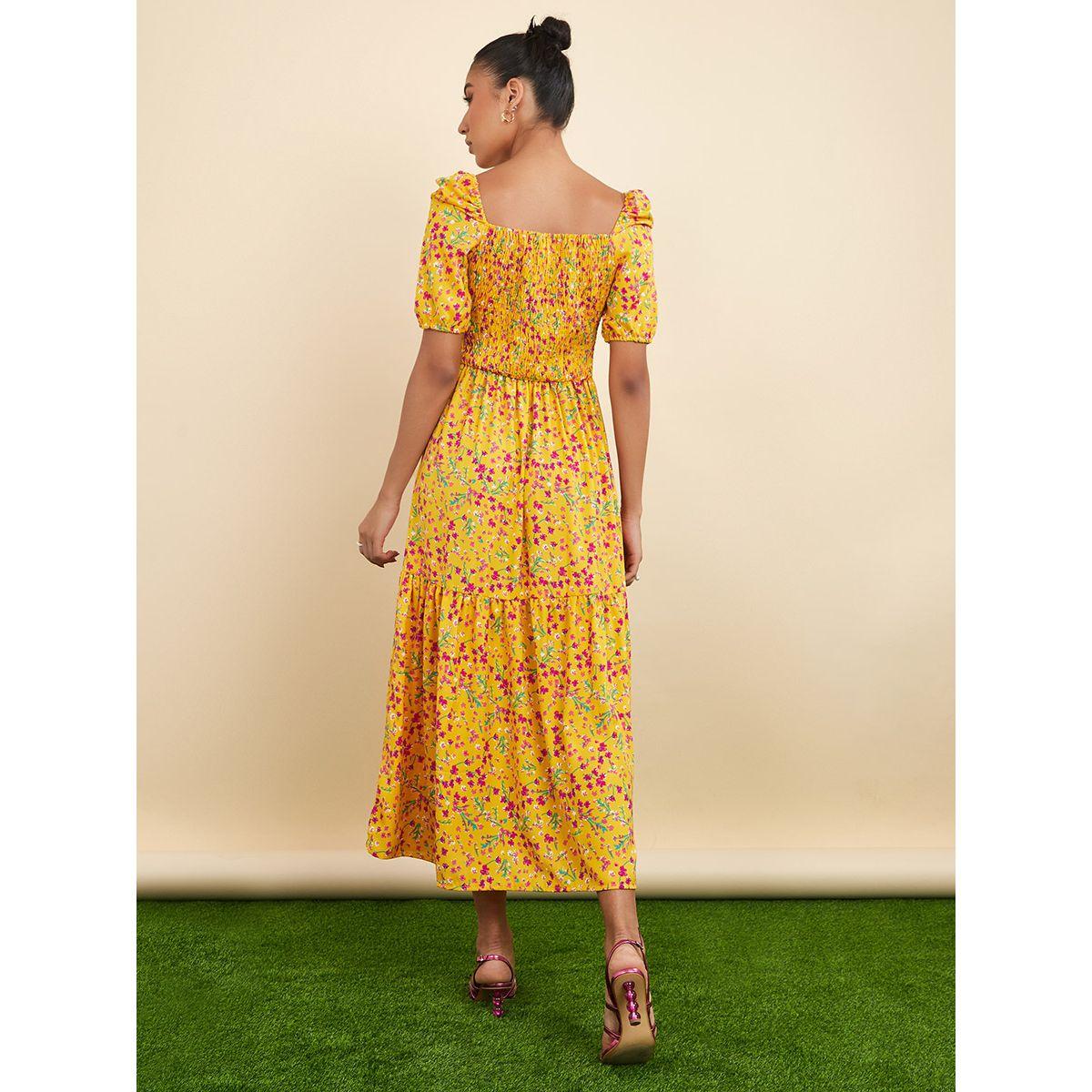 Styli Short Cuffed Sleeves Floral Print A-Line Maxi Dress-women-clothing-dresses-image-4