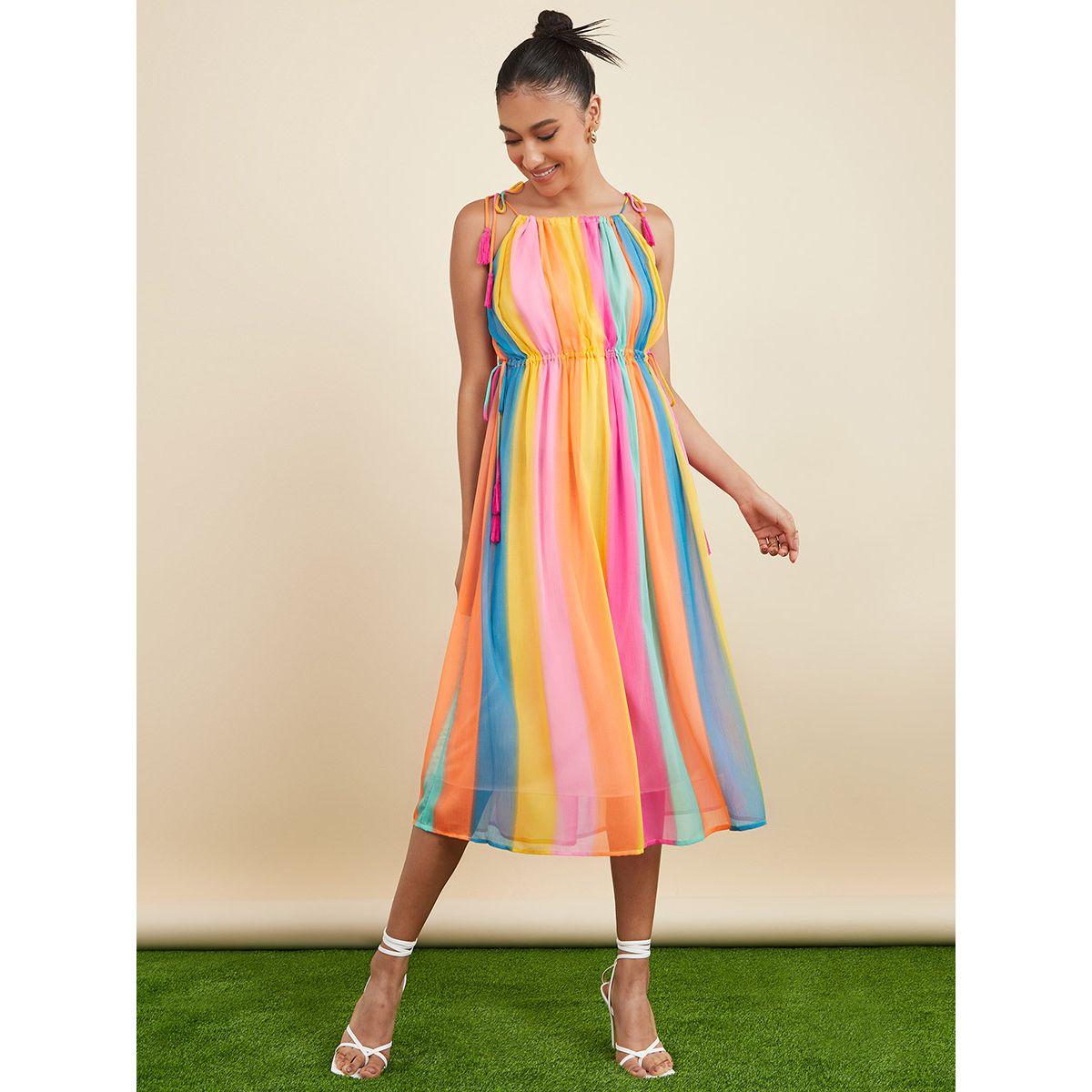 Styli Stripe Strappy Neck A-Line Midi Dress-women-clothing-dresses-image-1