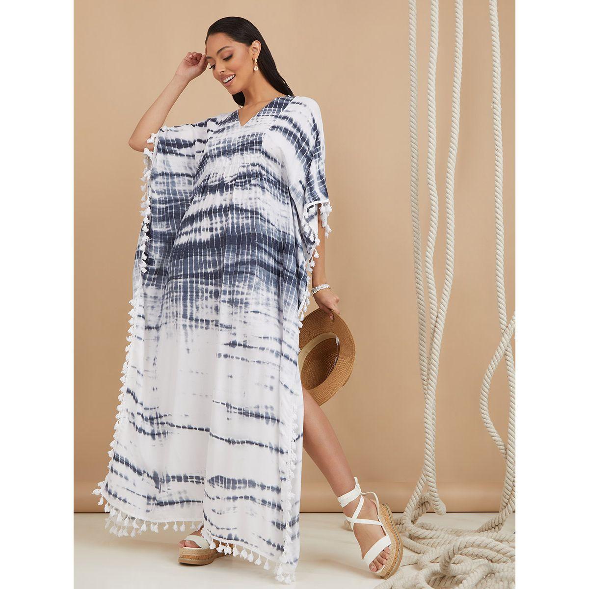 فستان طويل مزين بشراشيب من ستايلي-women-clothing-dresses-image-1