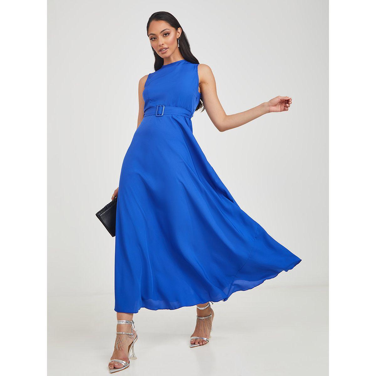 Styli Sleeveless A-Line Maxi Dress with Belt-women-clothing-dresses-image-1