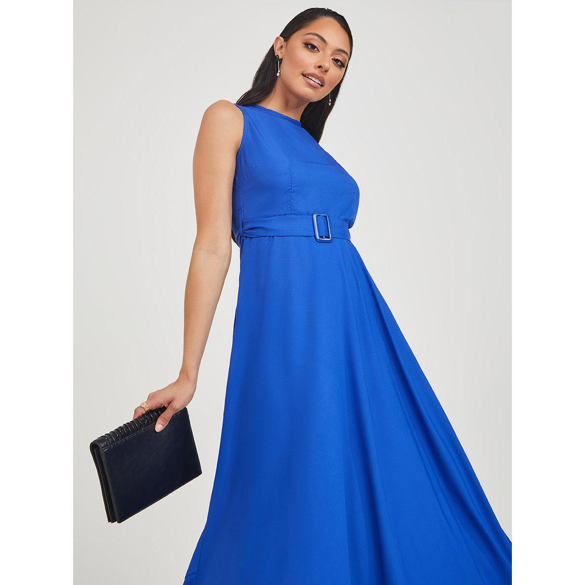 Styli Sleeveless A-Line Maxi Dress with Belt-women-clothing-dresses-image-2