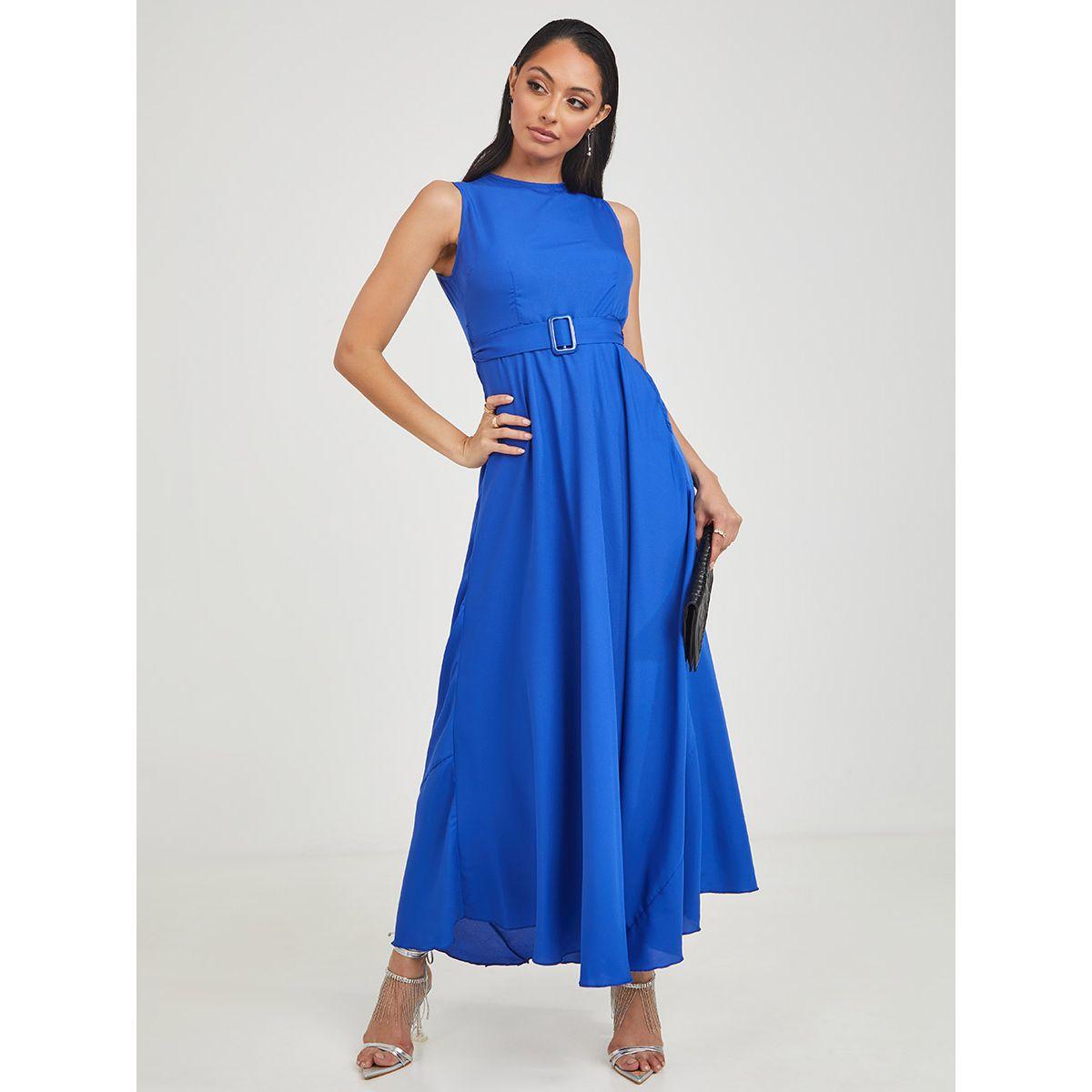 Styli Sleeveless A-Line Maxi Dress with Belt-women-clothing-dresses-image-5