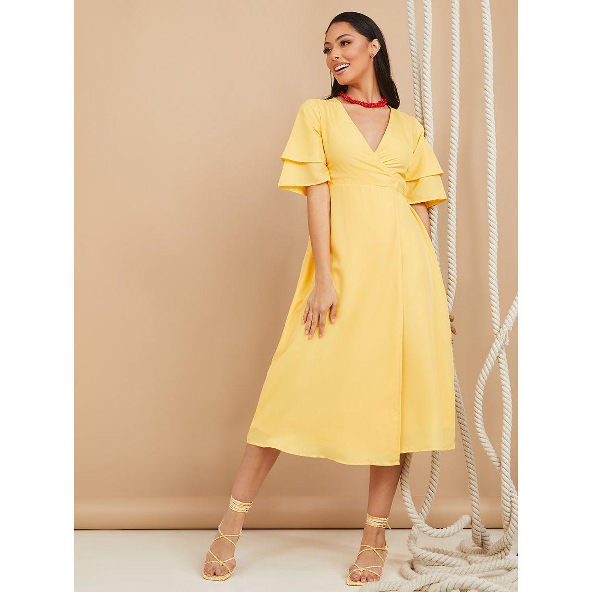 Styli Tiered Short Sleeves Wrap Over Midi Dress-women-clothing-dresses-image-2