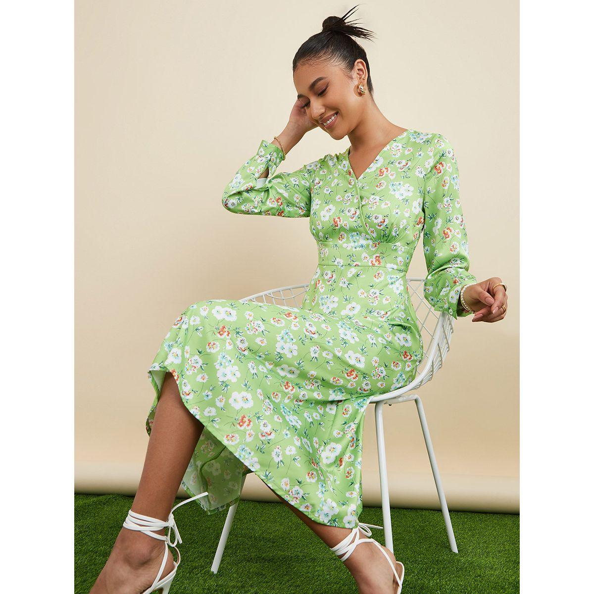 Styli Floral Print Wrap Front A-Line Midi Dress-women-clothing-dresses-image-1