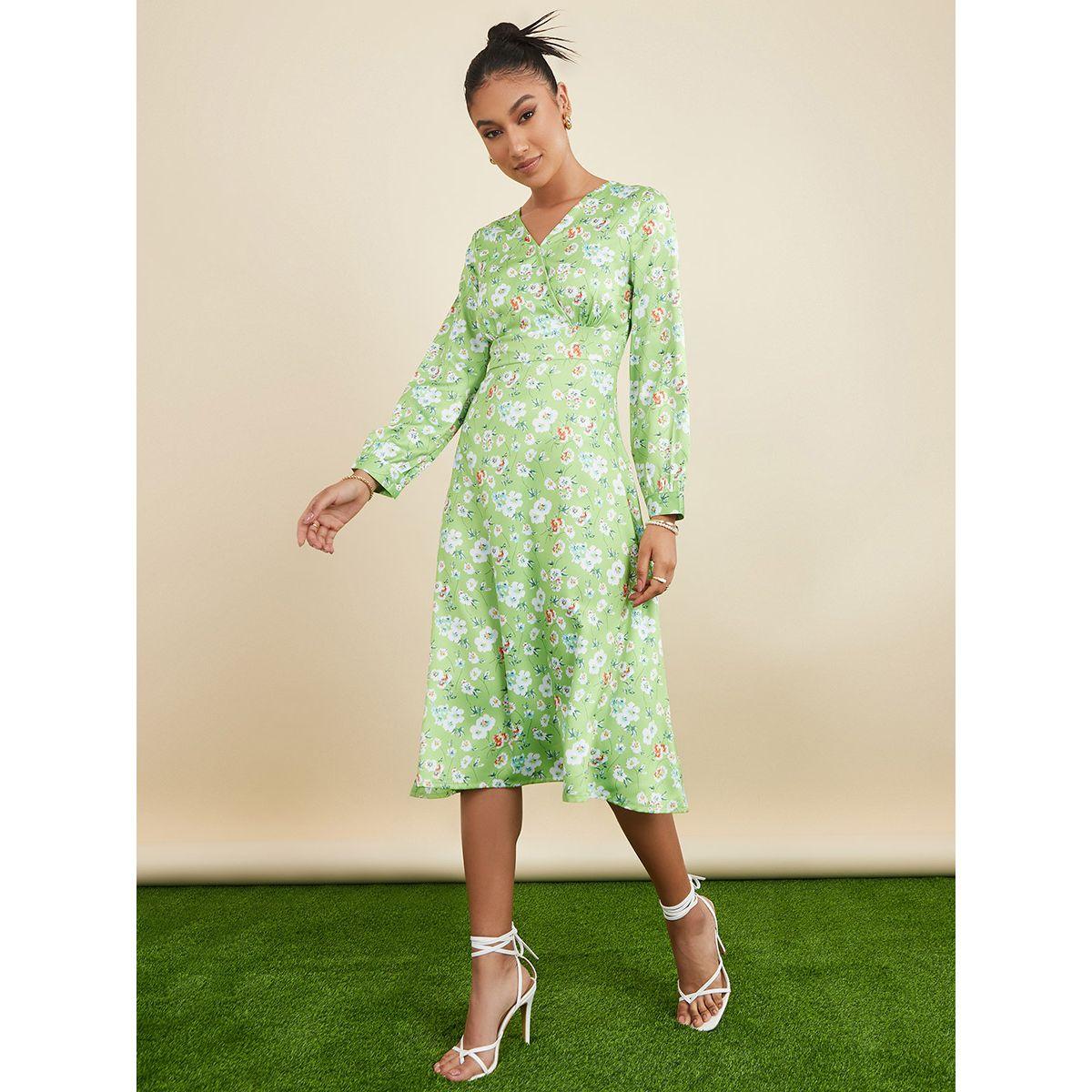 Styli Floral Print Wrap Front A-Line Midi Dress-women-clothing-dresses-image-2