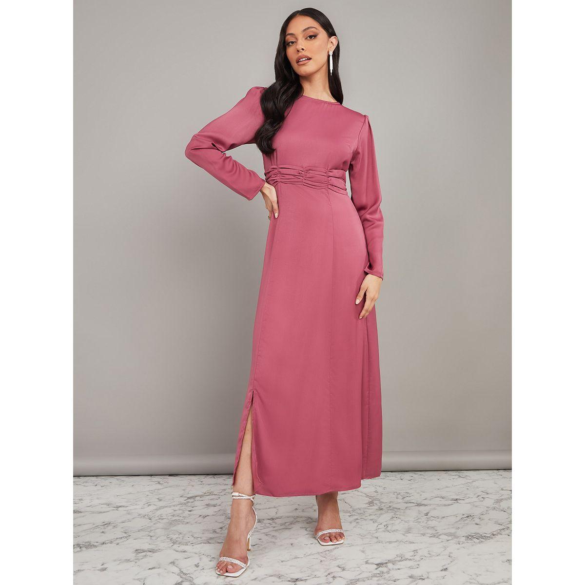 فستان طويل بتفاصيل مزمومة من ستايلي-women-clothing-dresses-image-1