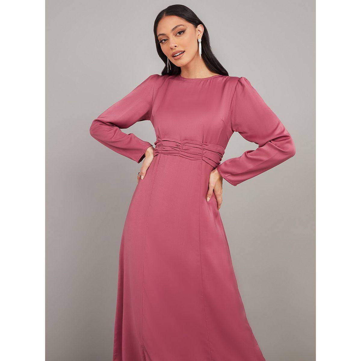 فستان طويل بتفاصيل مزمومة من ستايلي-women-clothing-dresses-image-2