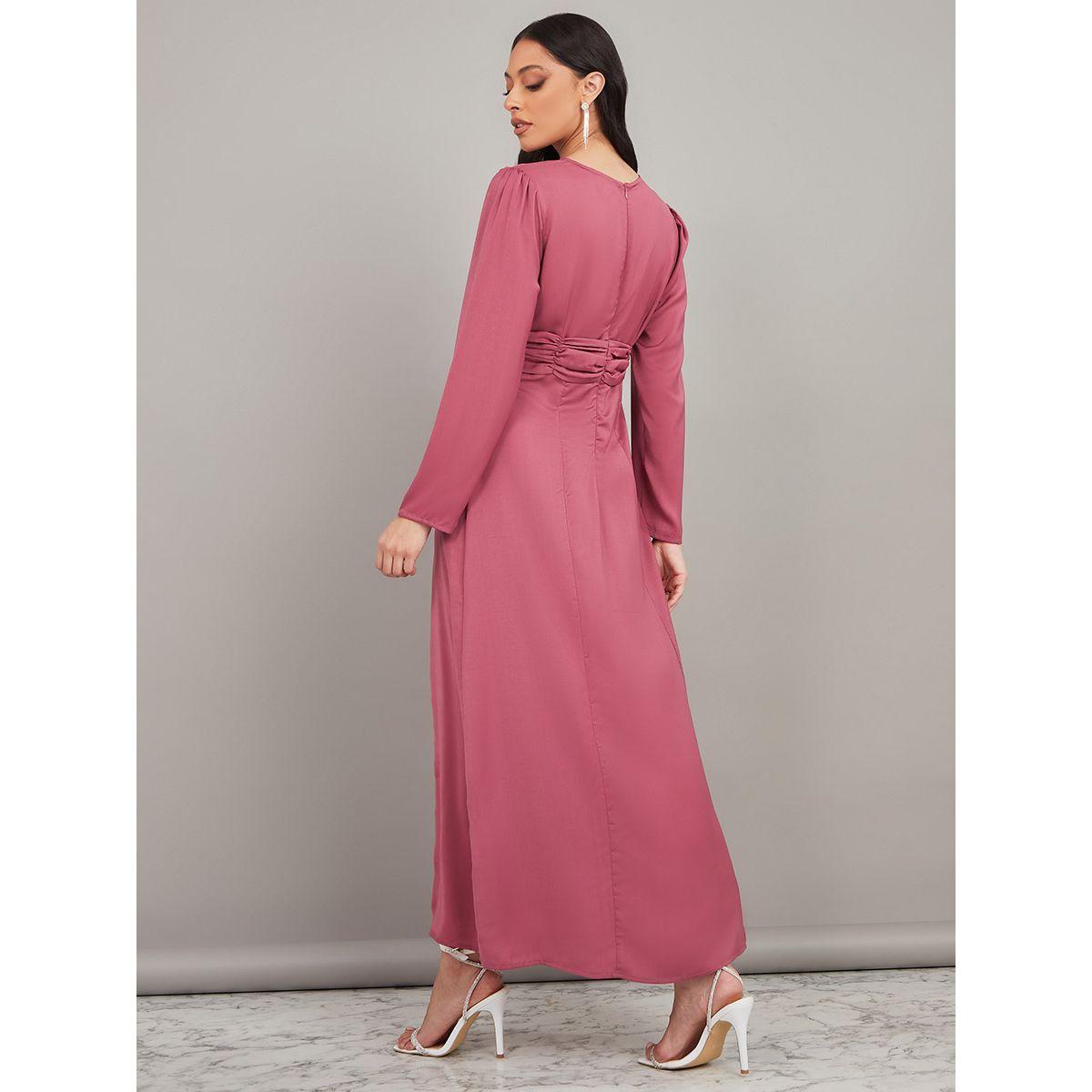 فستان طويل بتفاصيل مزمومة من ستايلي-women-clothing-dresses-image-4