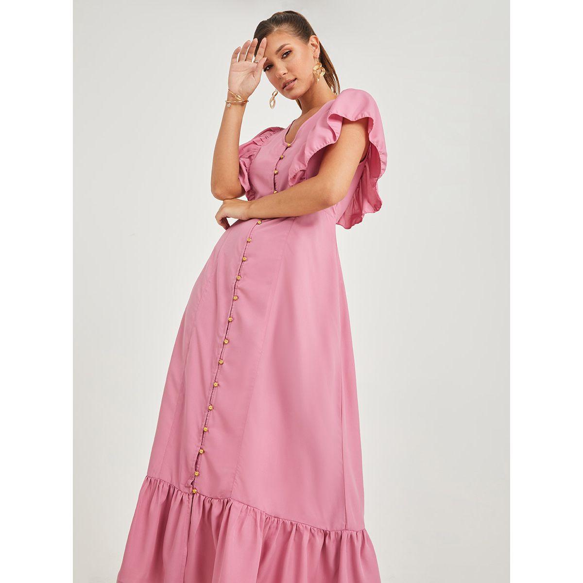 فستان طويل مزين بازرار من ستايلي-women-clothing-dresses-image-2