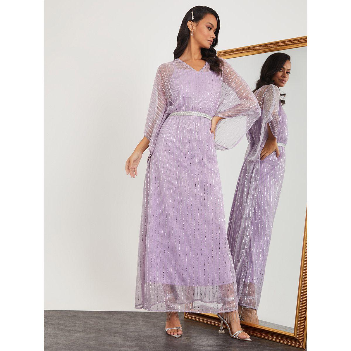 Styli 3/4 Sleeves Embellished Kaftan Maxi Dress-women-clothing-dresses-image-1