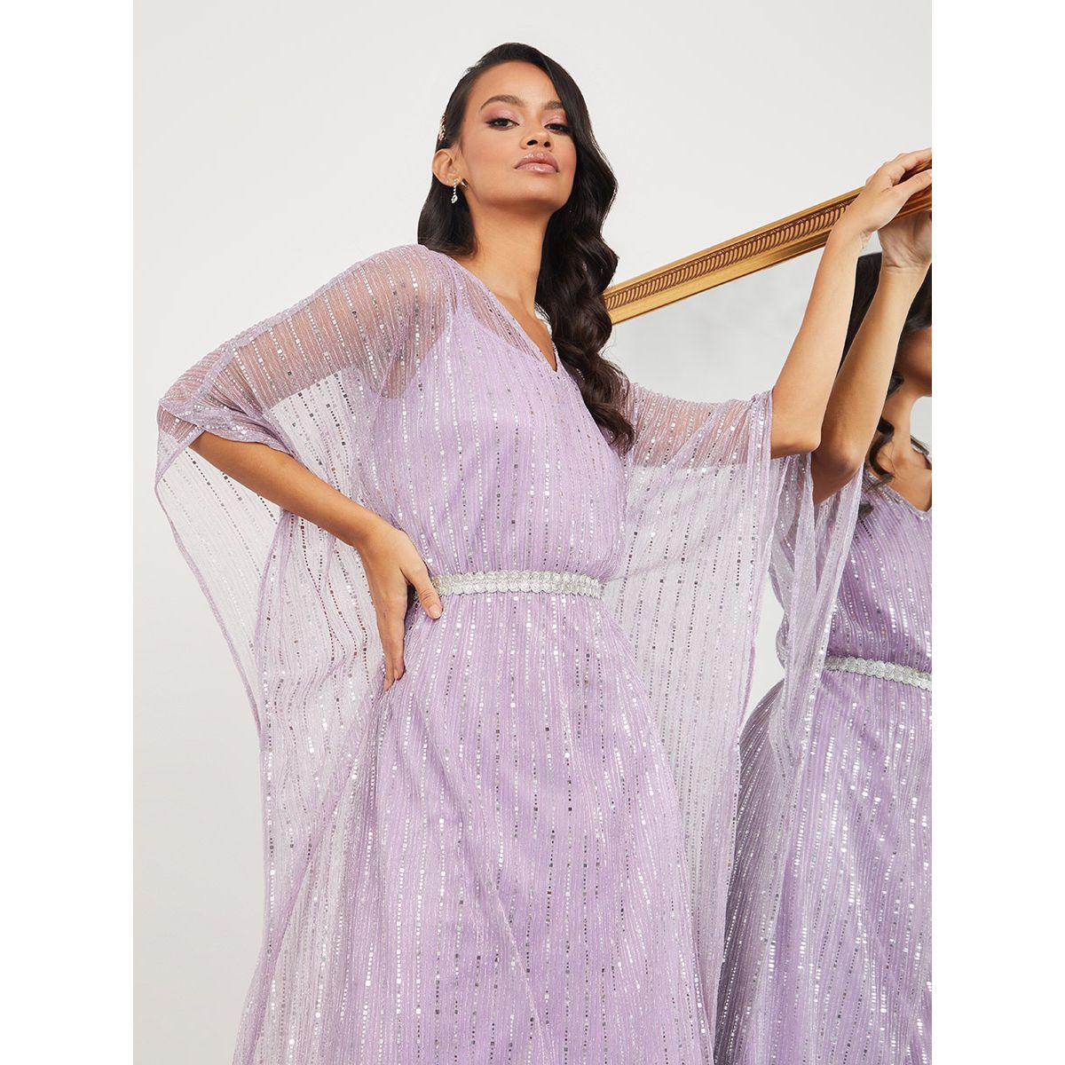 Styli 3/4 Sleeves Embellished Kaftan Maxi Dress-women-clothing-dresses-image-2