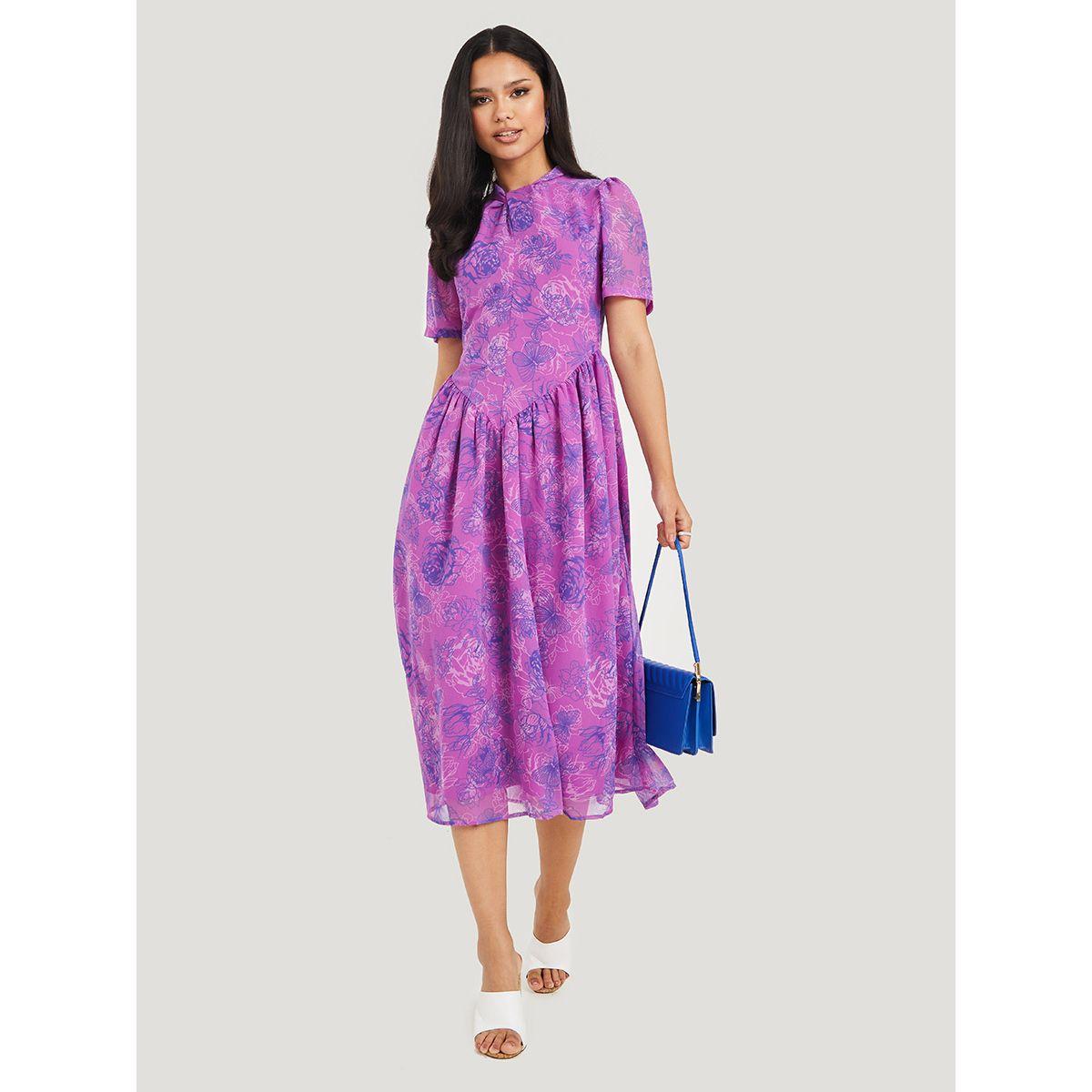 فستان ميدي باكمام قصيرة-women-clothing-dresses-image-2