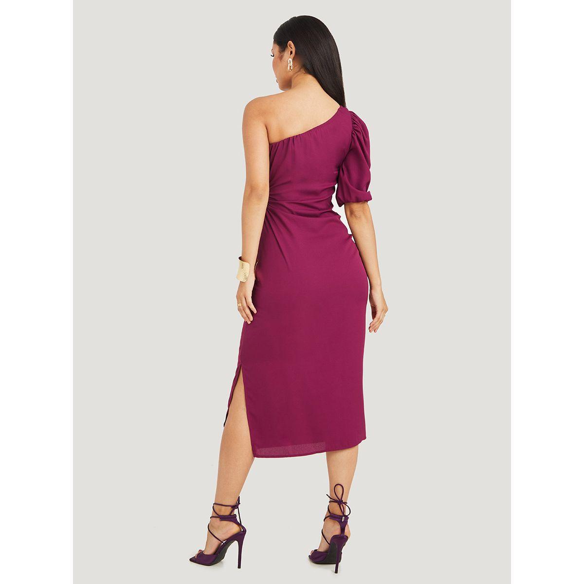فستان ميدي بتفاصيل مزمومة-women-clothing-dresses-image-4