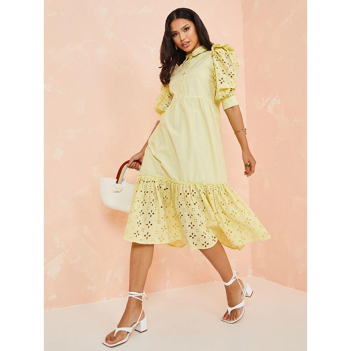 فستان ميدي باكمام منفوشة من ستايلي-women-clothing-dresses-image-2