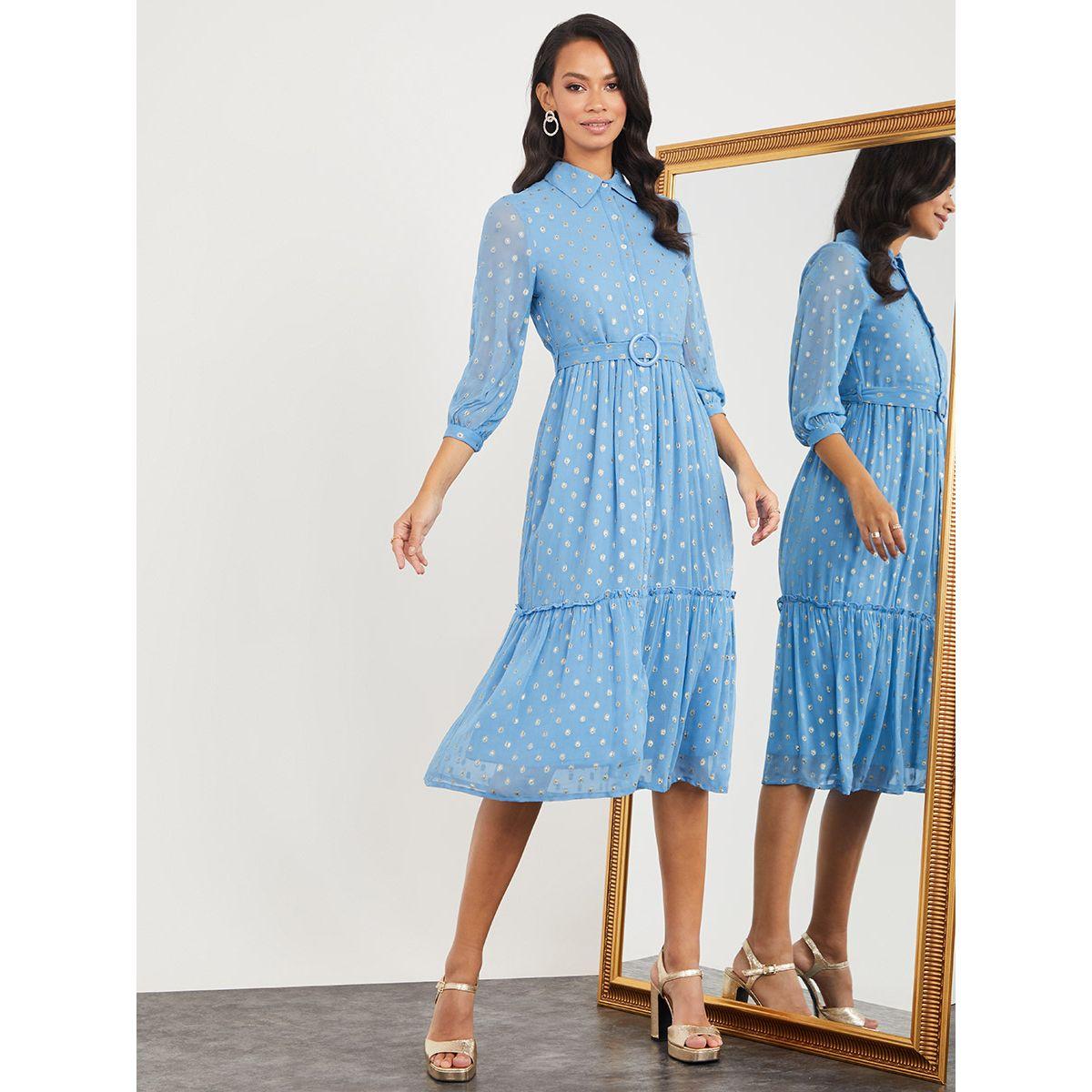 فستان ميدي بحزام خصر من ستايلي-women-clothing-dresses-image-1