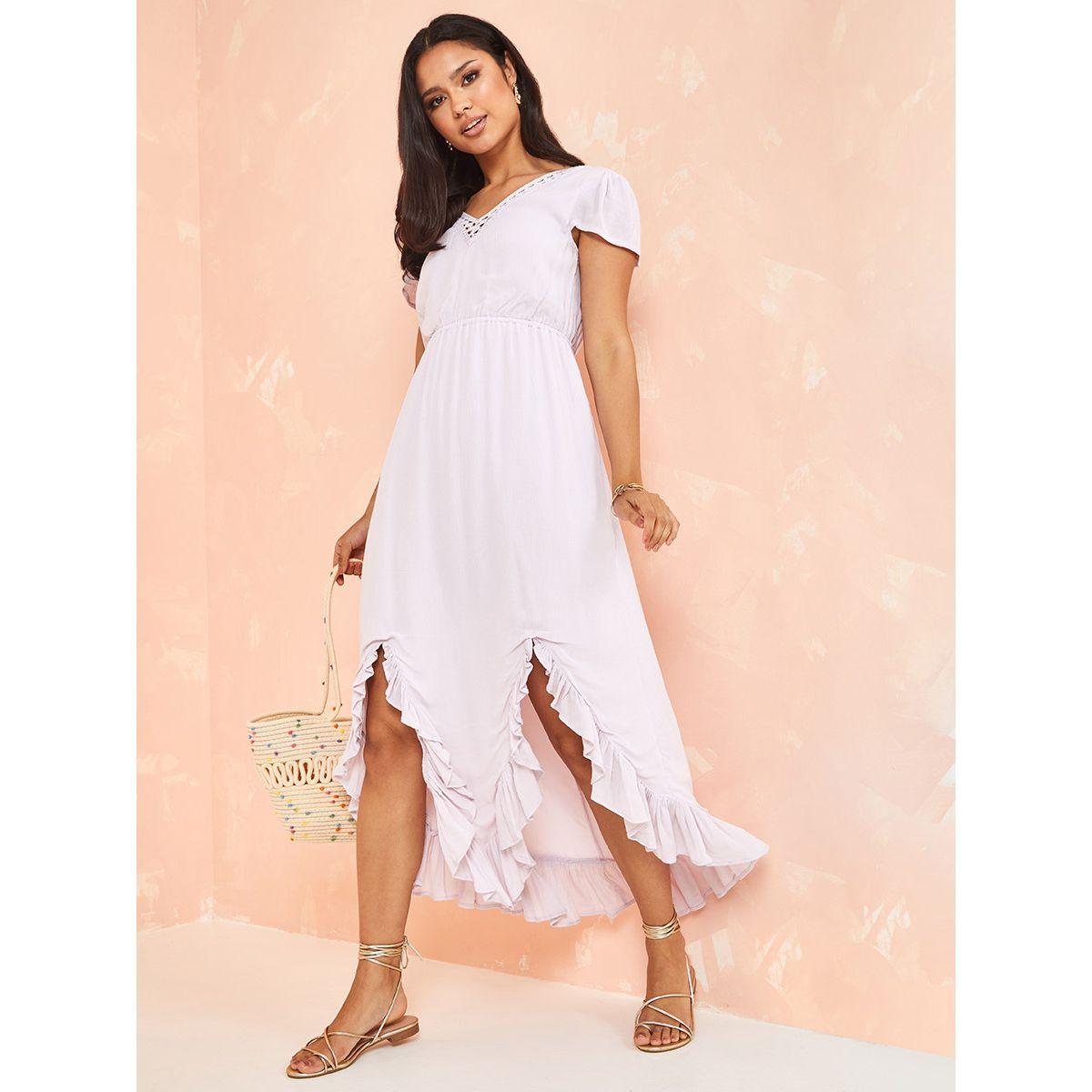 فستان ميدي باكمام كاب وكشكش-women-clothing-dresses-image-1