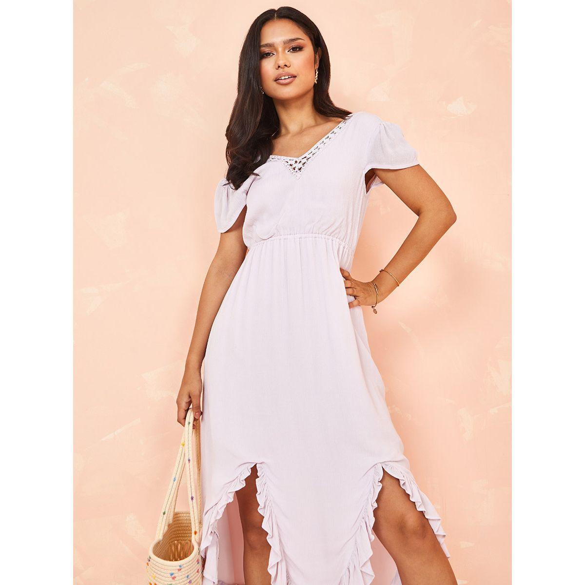 فستان ميدي باكمام كاب وكشكش-women-clothing-dresses-image-2