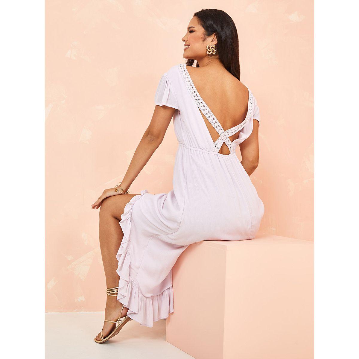 فستان ميدي باكمام كاب وكشكش-women-clothing-dresses-image-4