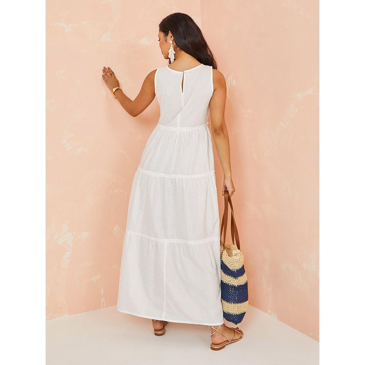 Styli Sleeveless Embroidered Damask Tiered Maxi Dress-women-clothing-dresses-image-4