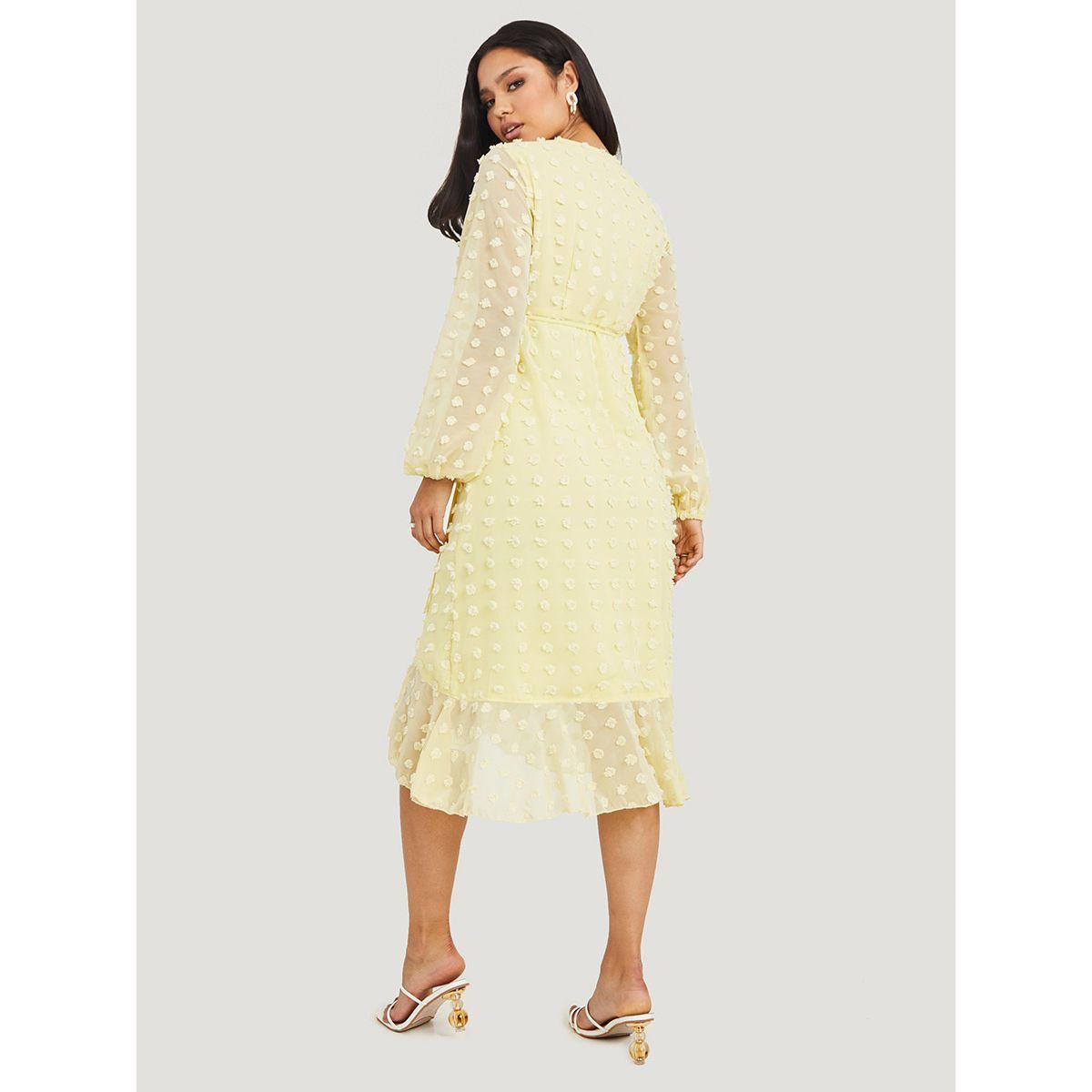 Styli Long Sleeves Frill Detail Dobby Wrap Midi Dress-women-clothing-dresses-image-5