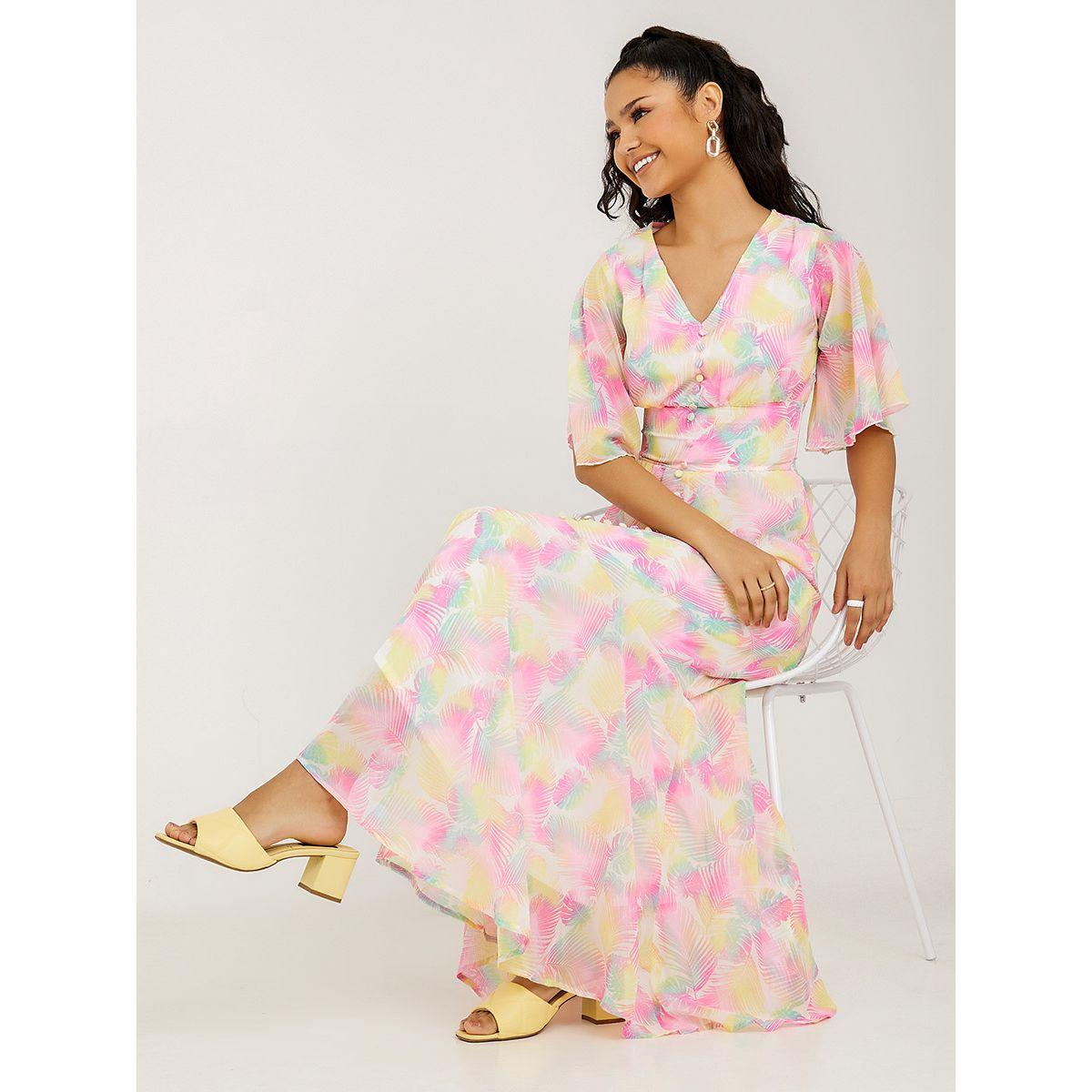 فستان طويل باكمام واسعة مكشكشة-women-clothing-dresses-image-1
