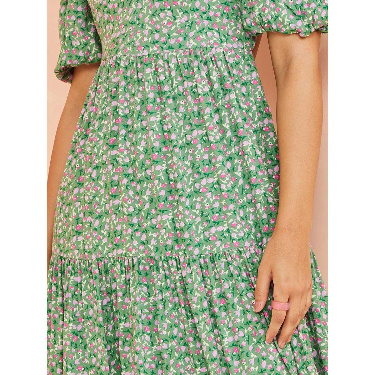 Styli Cuffed Sleeves Open Back Detail Tiered Maxi dress-women-clothing-dresses-image-4