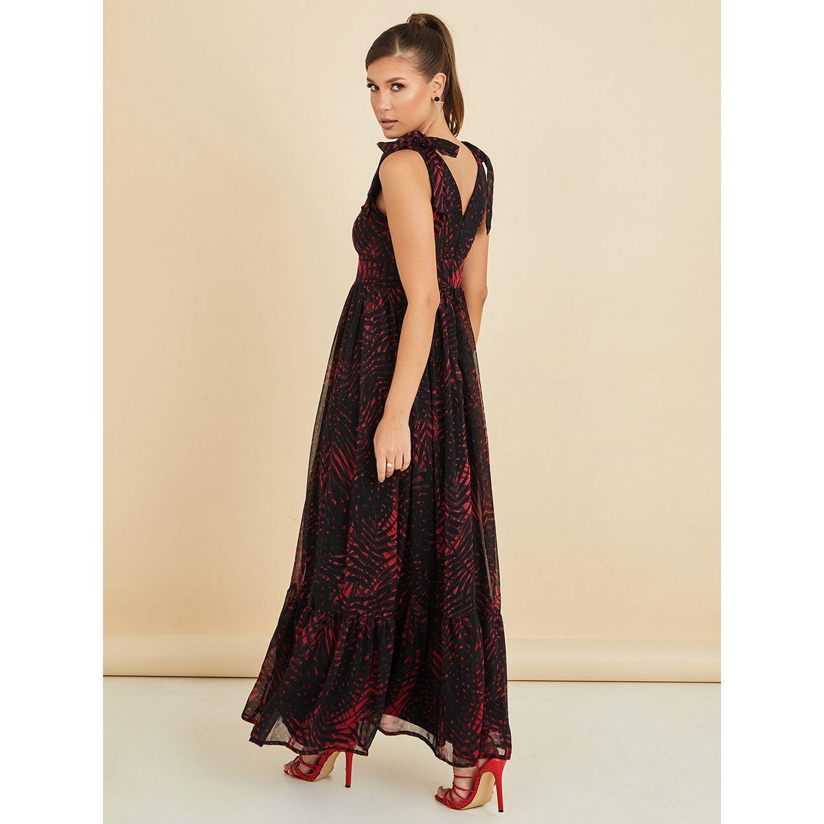 Styli Tie Shoulder Strap Self Design A-Line Maxi Dress-women-clothing-dresses-image-5