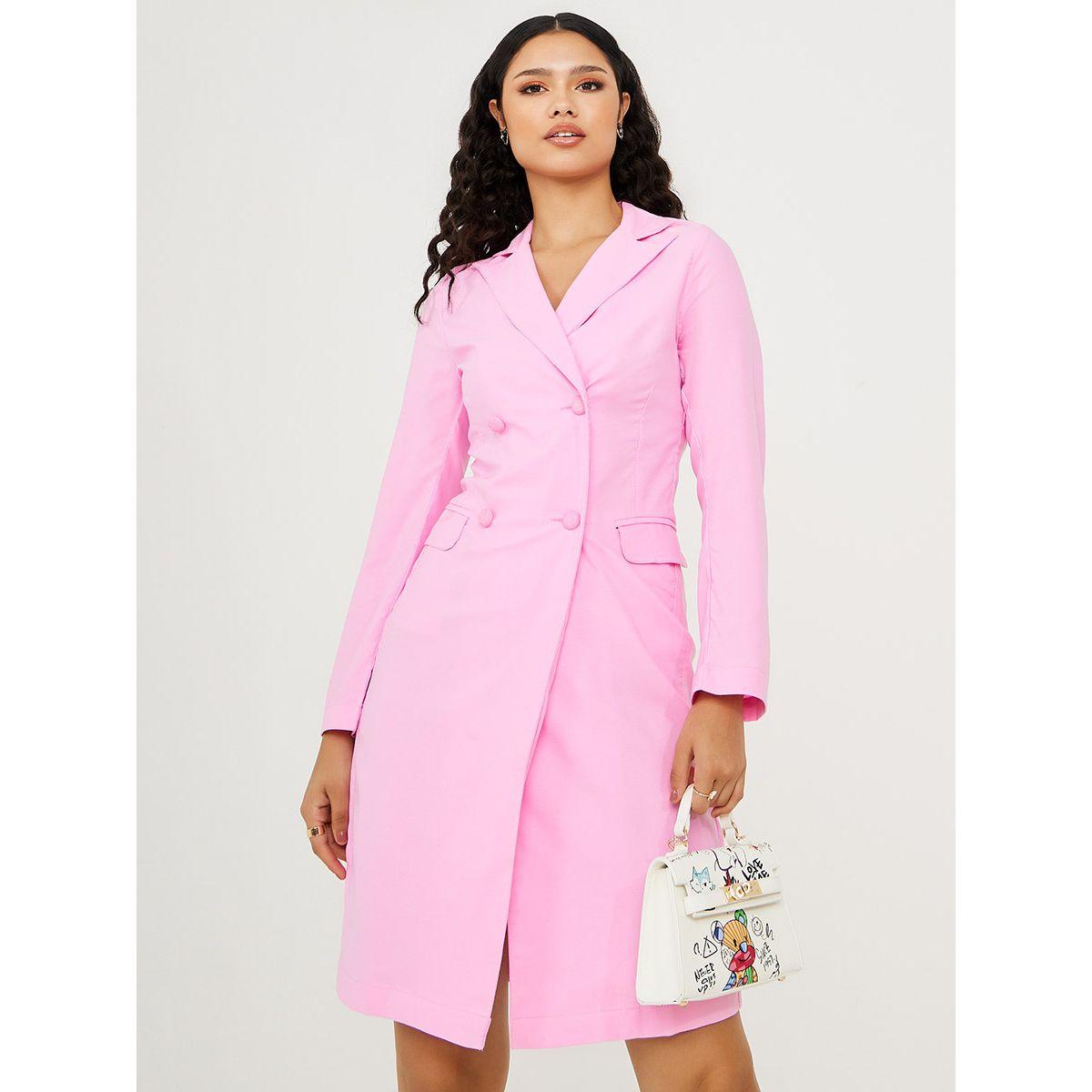 Styli Long Sleeves Double Breasted Blazer Knee Length Dress-women-clothing-dresses-image-1