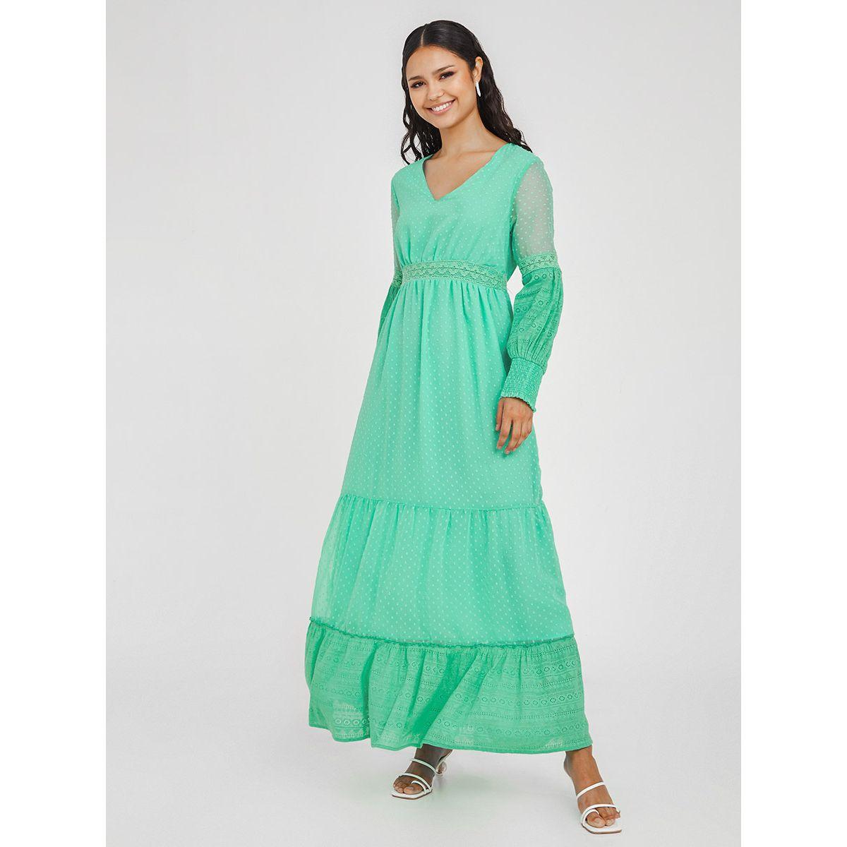 Styli Bishop Sleeves Lace Insert Dobby A-Line Maxi Dress-women-clothing-dresses-image-2