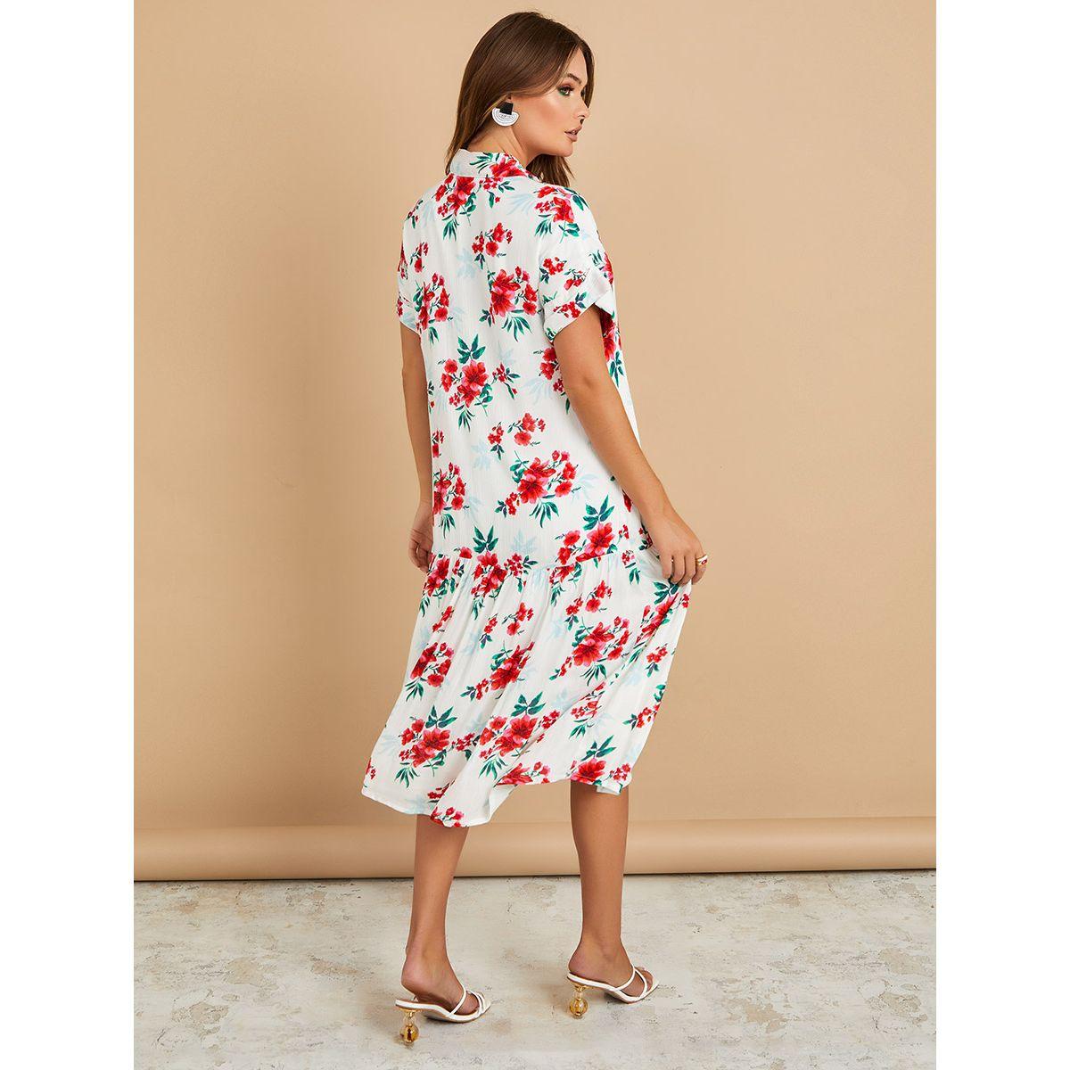 فستان ميدي باكمام مطوية-women-clothing-dresses-image-4