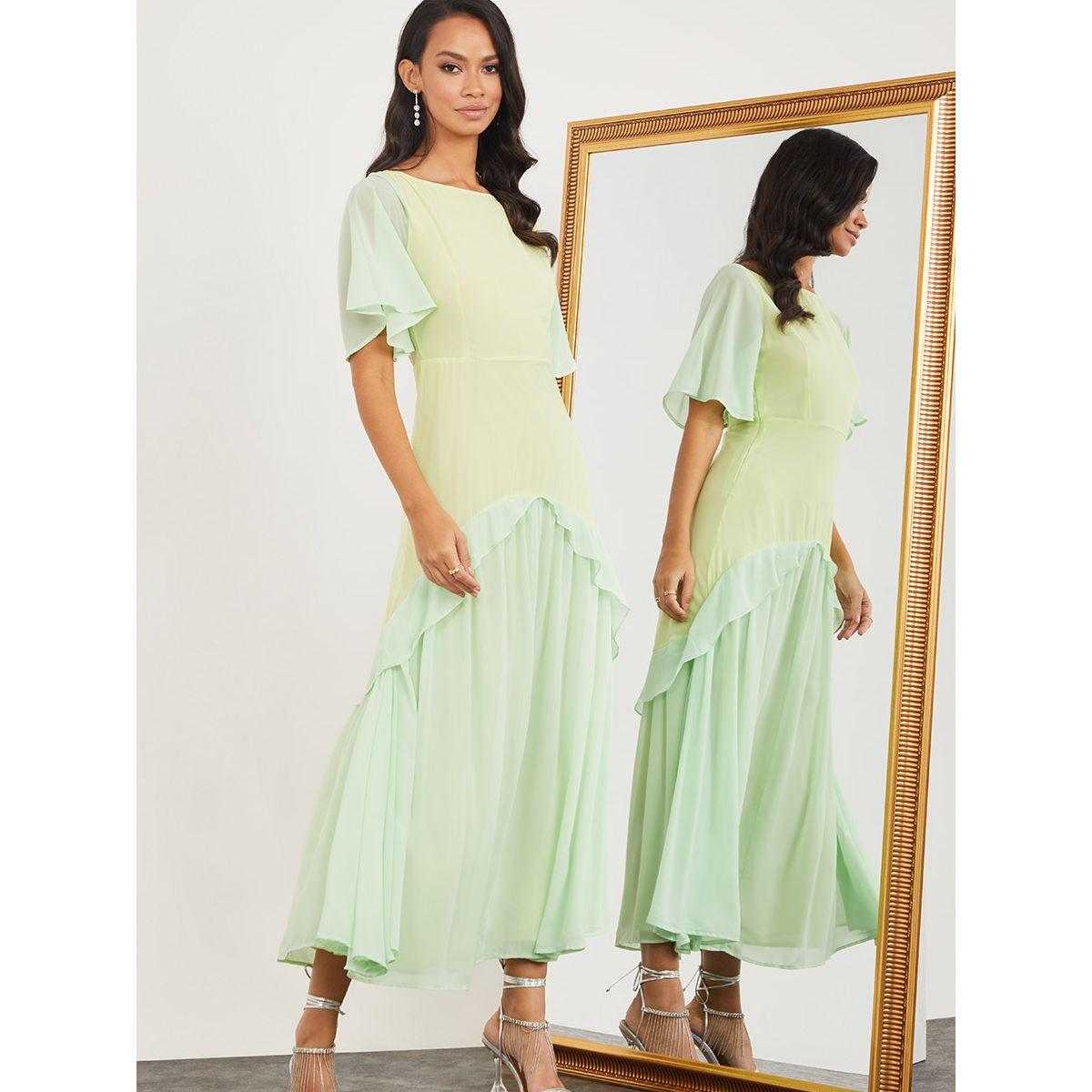 Styli Short Sleeves Frill Detail A-Line Maxi Dress-women-clothing-dresses-image-1