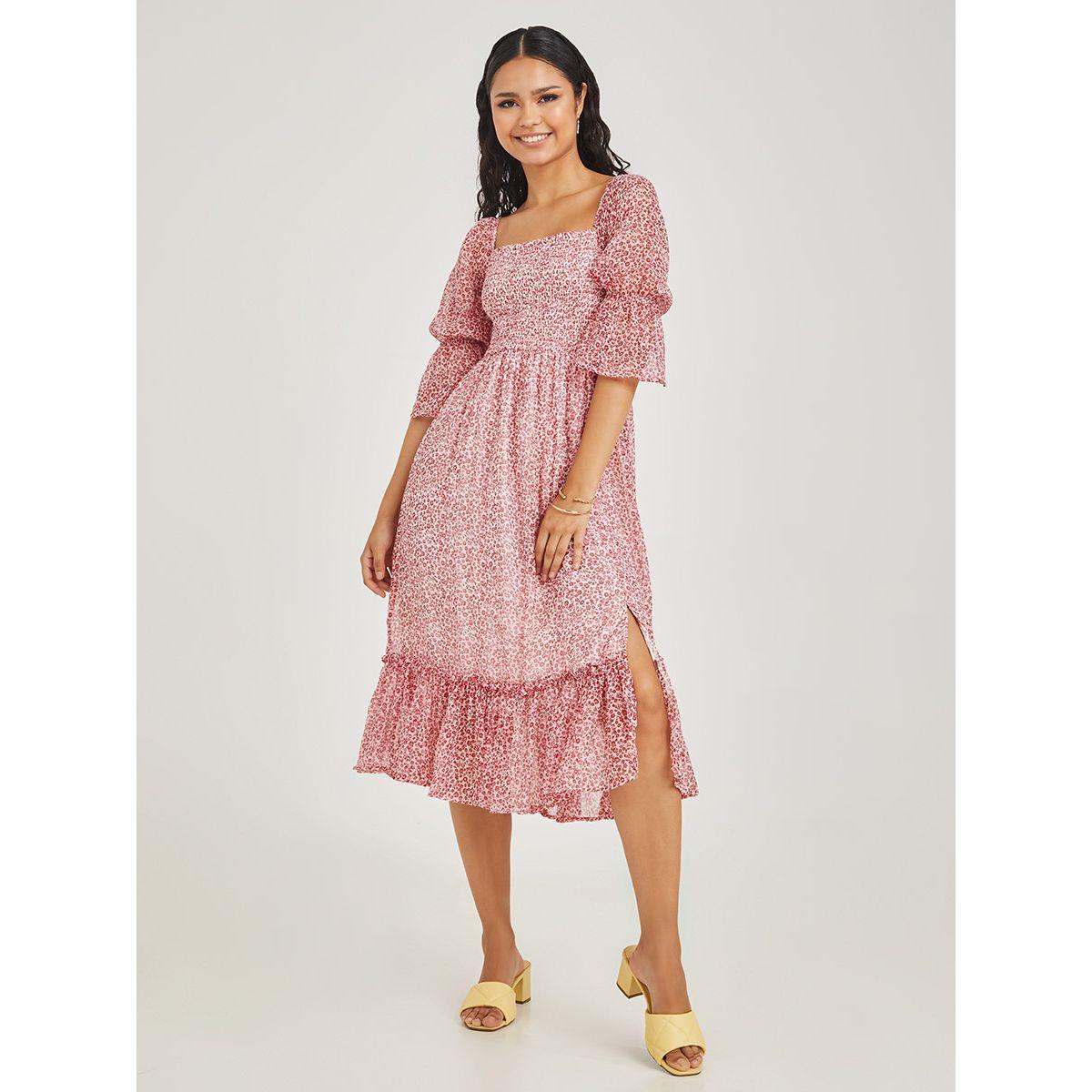 فستان ميدي مزين بشق جانبي من ستايلي-women-clothing-dresses-image-1