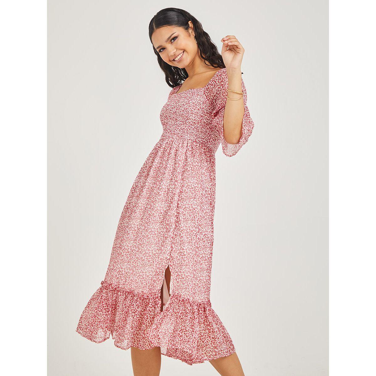 فستان ميدي مزين بشق جانبي من ستايلي-women-clothing-dresses-image-3