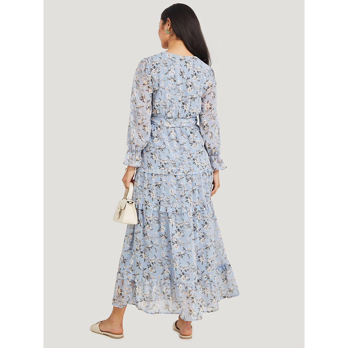 Styli Long Sleeves Floral Tiered Maxi Dress with Tie Belt-women-clothing-dresses-image-4