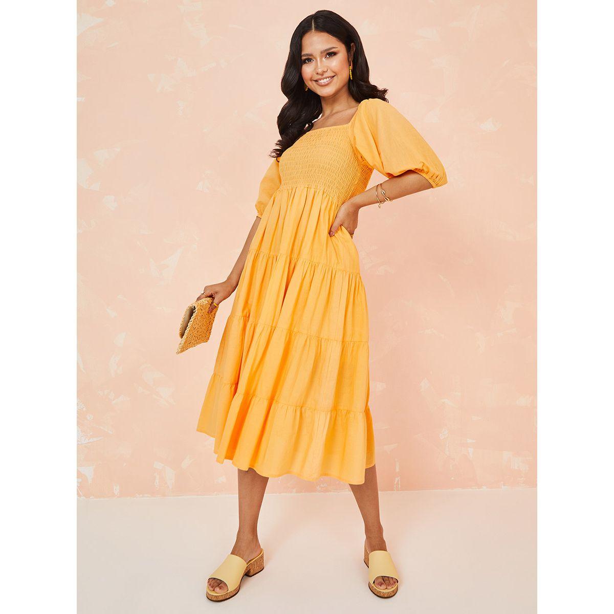 فستان ميدي باكمام قصيرة واساور من ستايلي-women-clothing-dresses-image-2