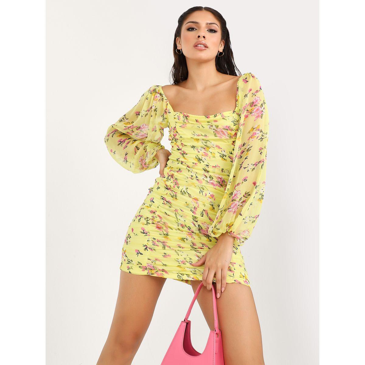 فستان قصير مطبع بزهور-women-clothing-dresses-image-1
