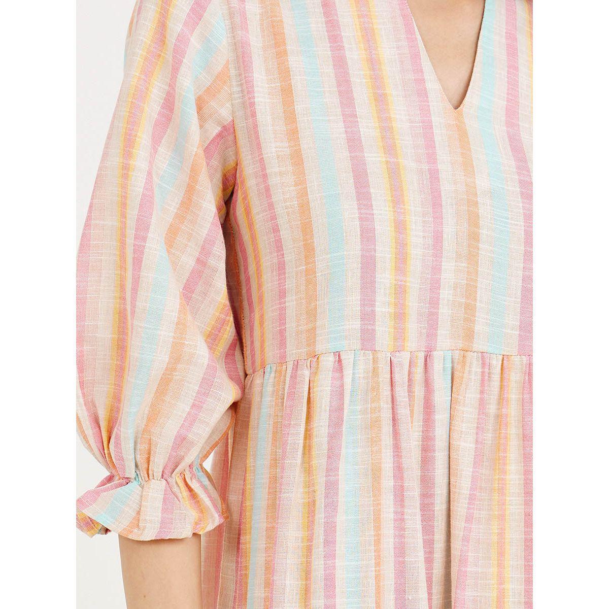 Styli 3/4 Sleeves Striped A-Line Maxi Dress-women-clothing-dresses-image-3