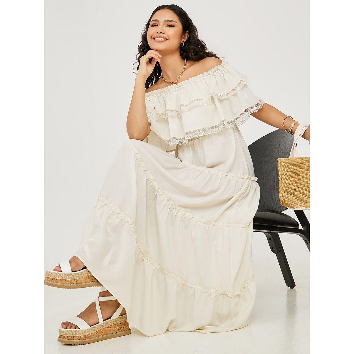 Styli Off Shoulder Lace Insert Tiered Maxi Dress-women-clothing-dresses-image-1