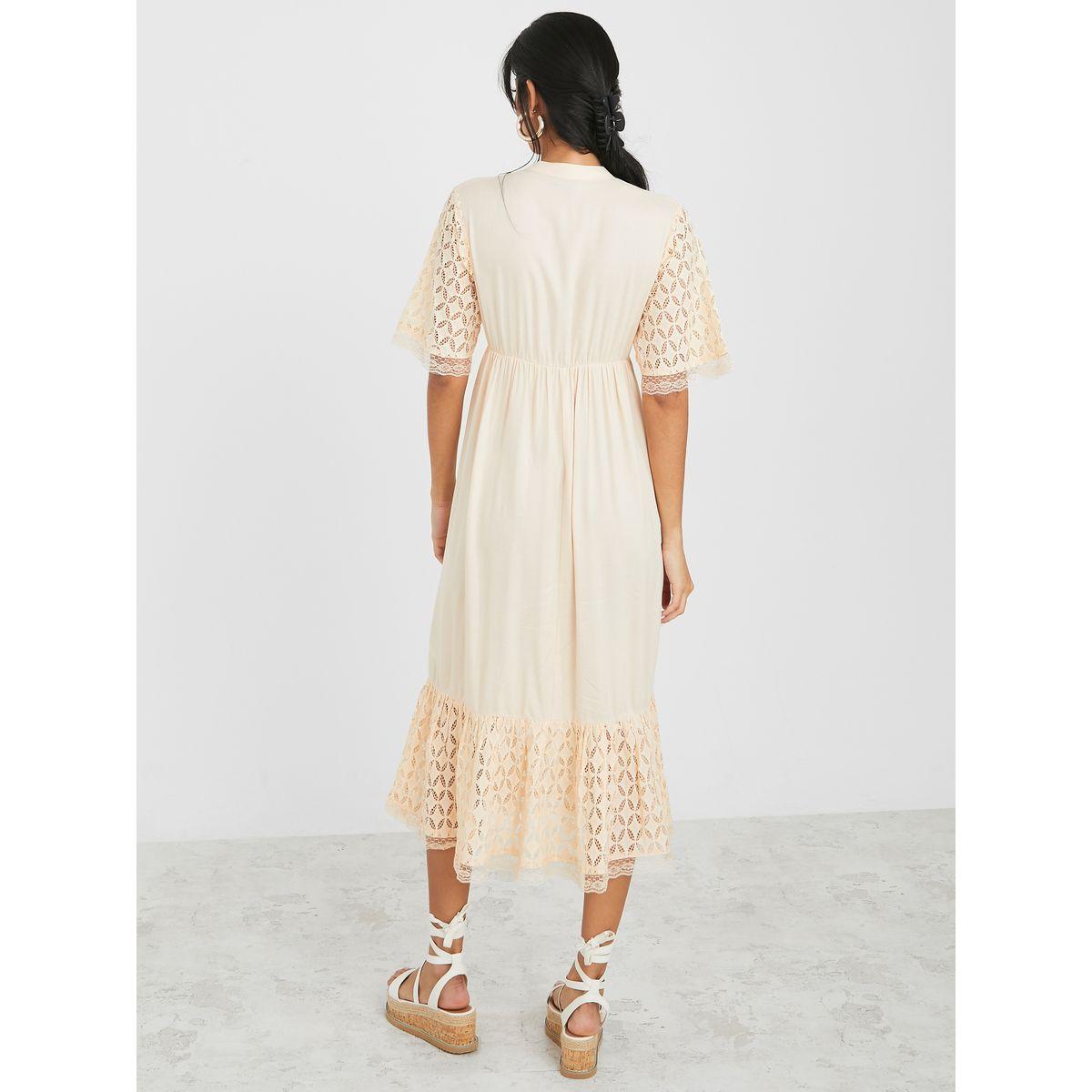 Styli Stand Collar Lace Insert A-Line Maxi Dress-women-clothing-dresses-image-4