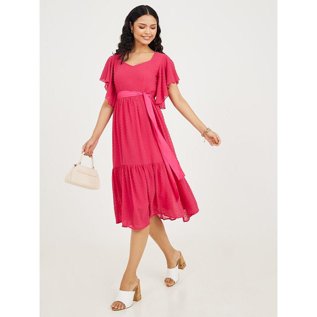 فستان ميدي باكمام قصيرة-women-clothing-dresses-image-1