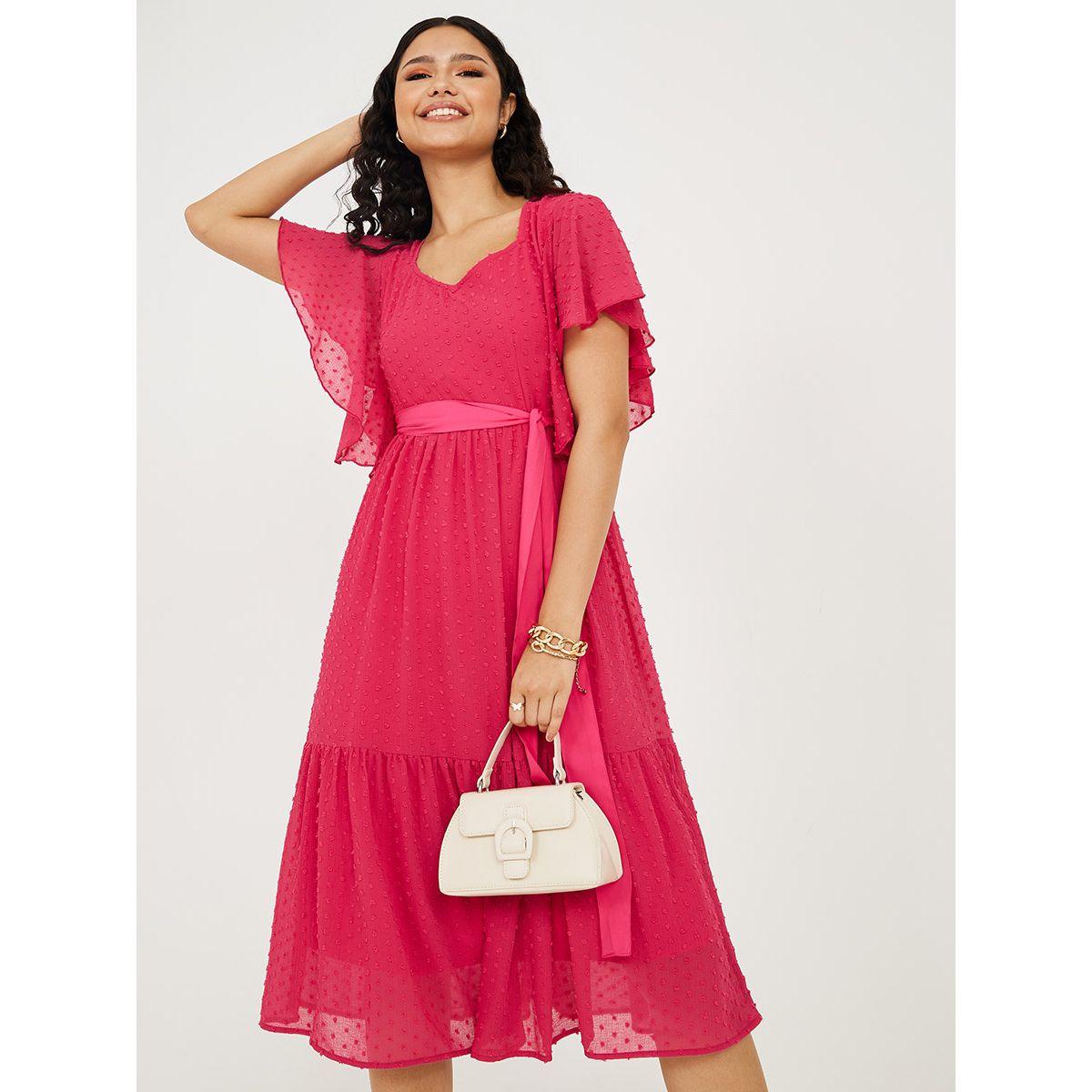 Styli Short Sleeves Dobby A-Line Midi Dress-women-clothing-dresses-image-2