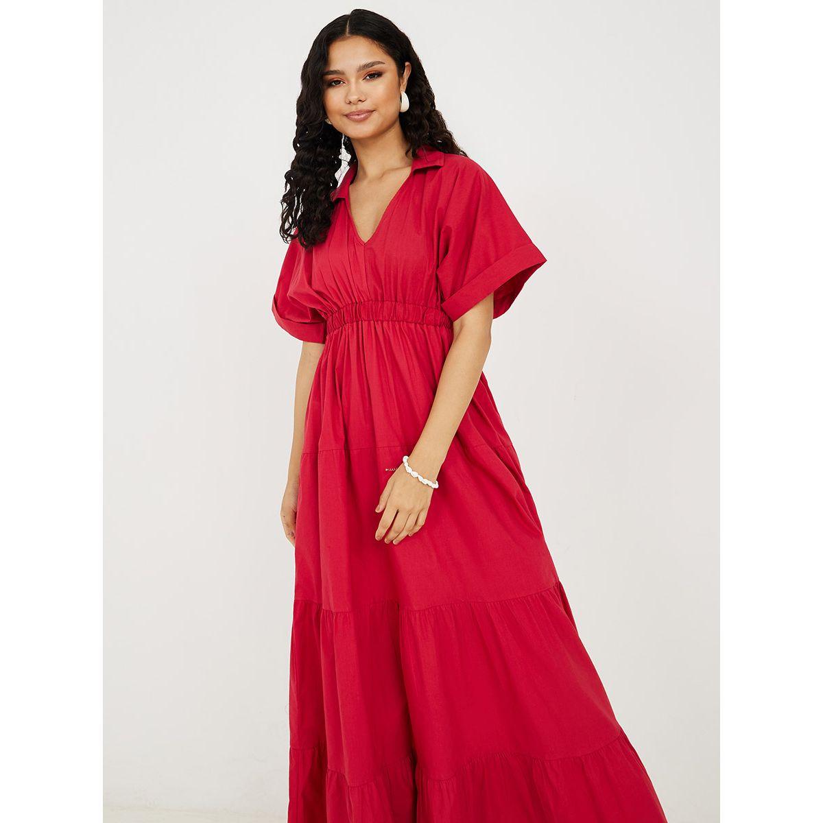 فستان طويل باكمام قصيرة-women-clothing-dresses-image-2