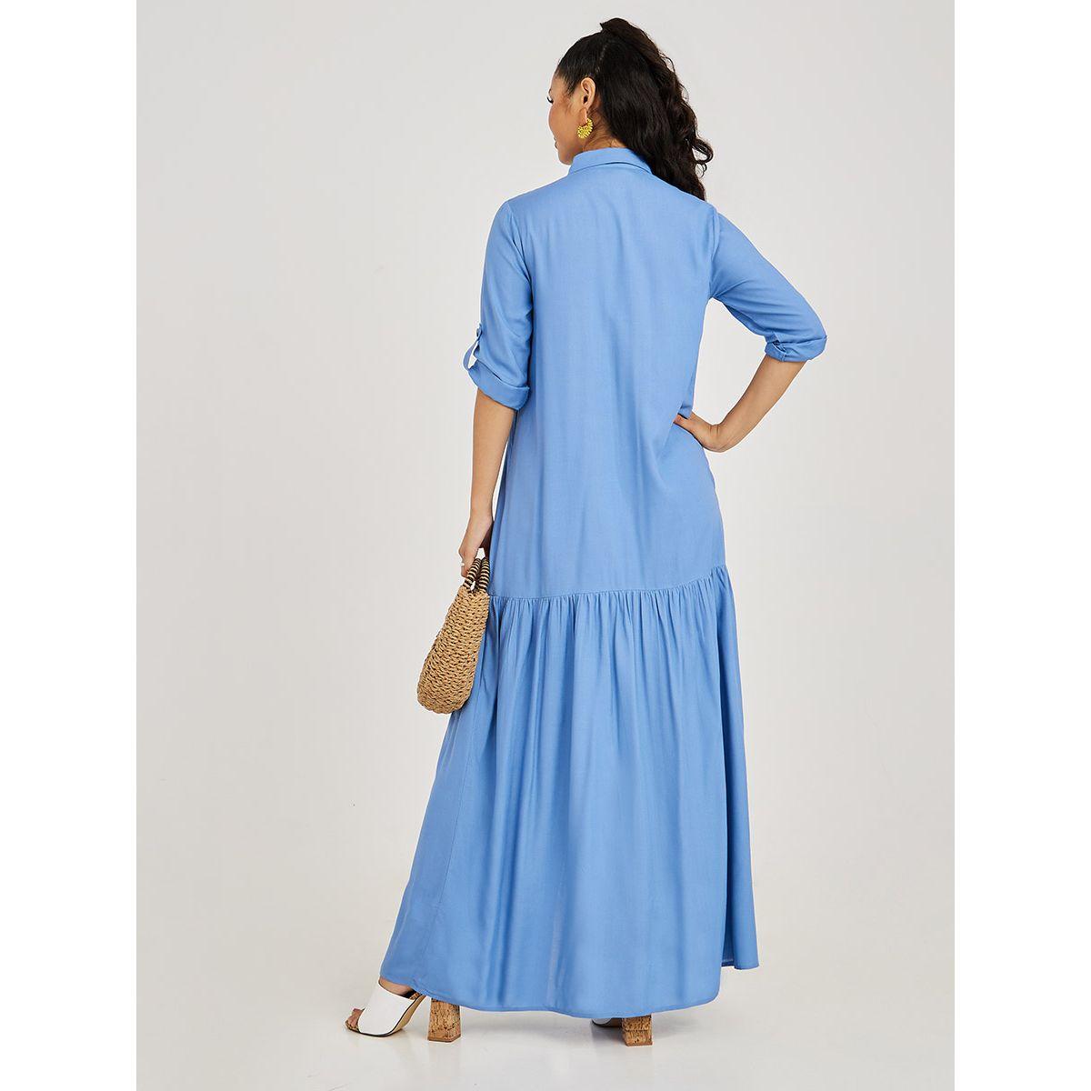 Styli Roll-Up Sleeves Button Through Shirt Maxi Dress-women-clothing-dresses-image-5