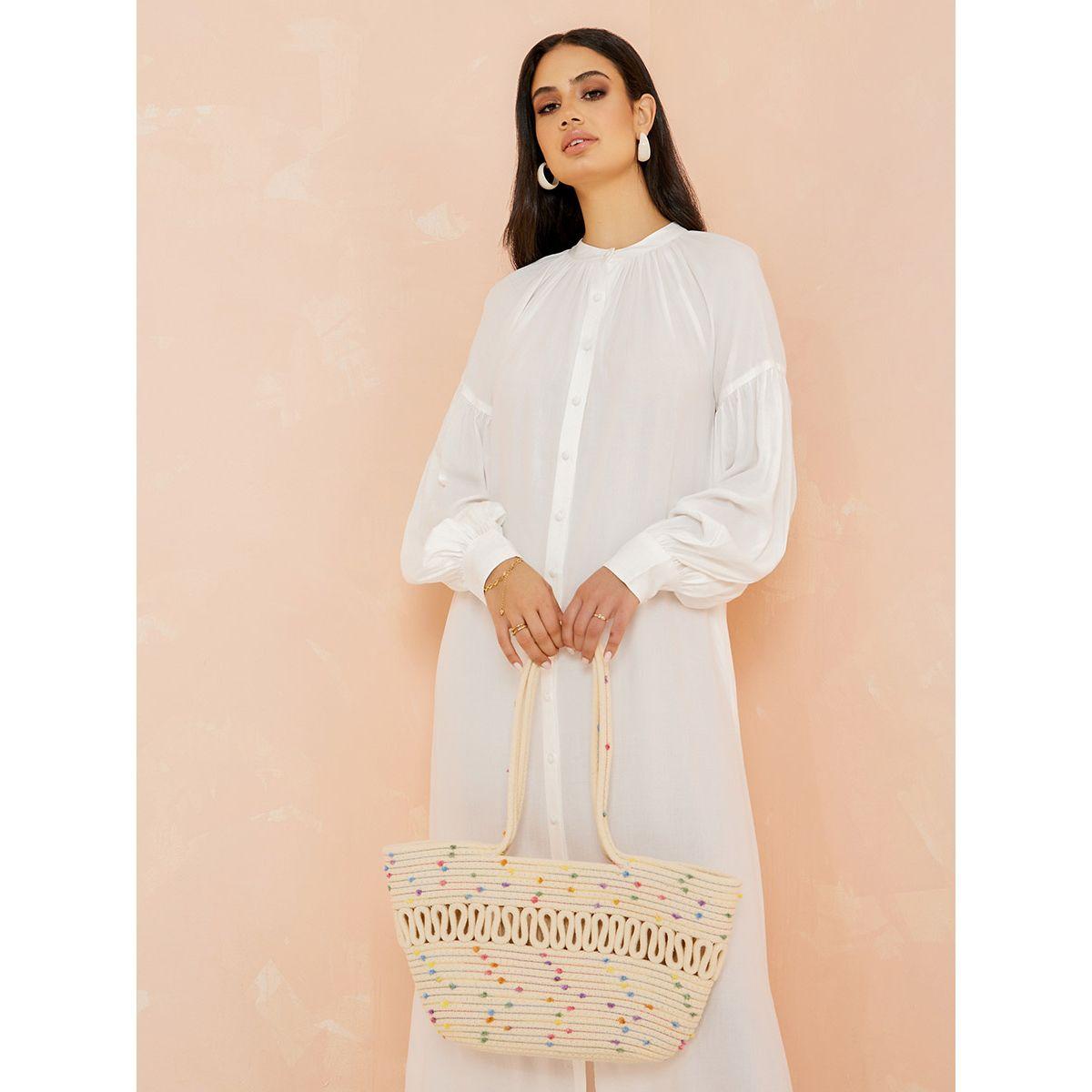 Styli Long Volume Sleeves Shirt Maxi Dress with Slip-Pocket-women-clothing-dresses-image-3