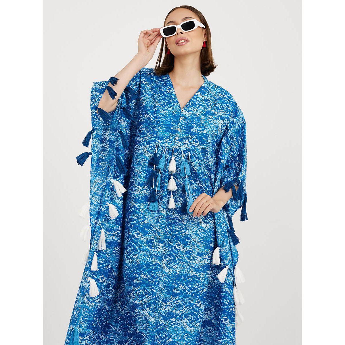 Styli All Over Printed Kaftan Maxi Dress with Tassel Detail-women-clothing-dresses-image-2
