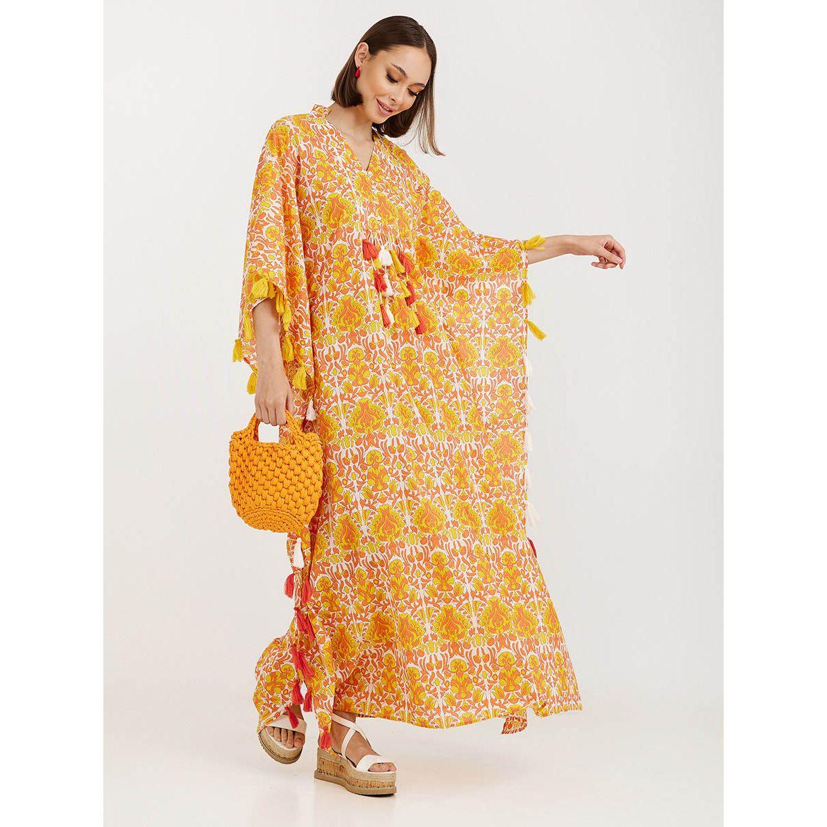 Styli Paisley Print Kaftan Maxi Dress with Tassel Detail-women-clothing-dresses-image-1