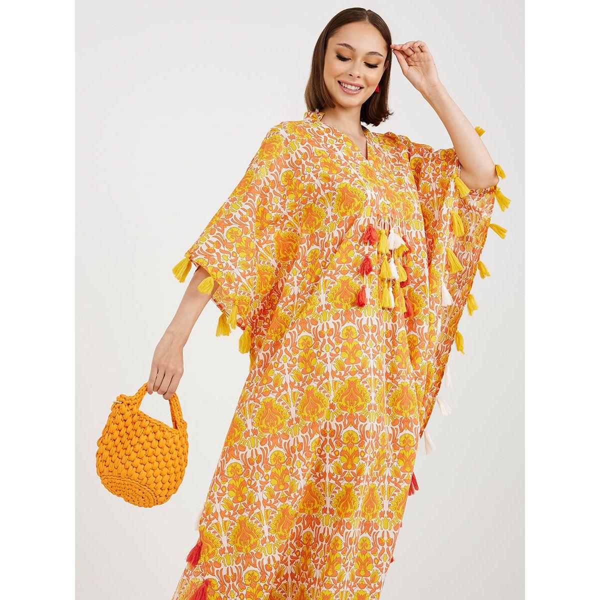 Styli Paisley Print Kaftan Maxi Dress with Tassel Detail-women-clothing-dresses-image-2