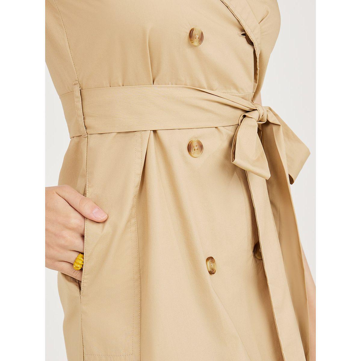 Styli Sleeveless Double Breasted Blazer Midi Dress with Waist Tie Up-women-clothing-dresses-image-3