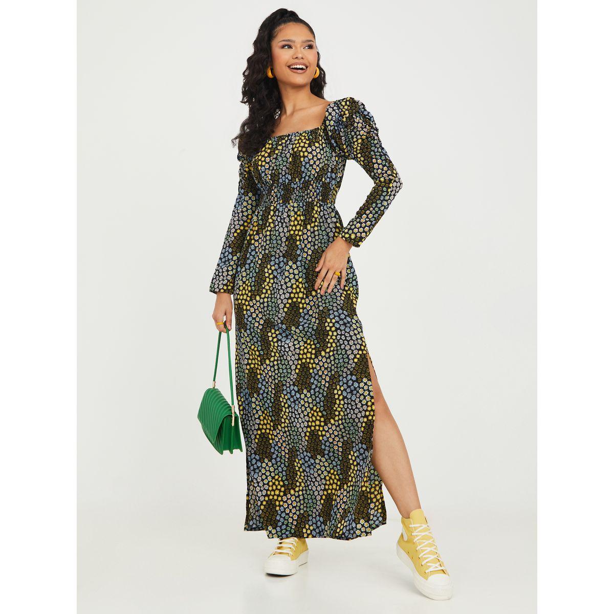 فستان طويل باكمام منفوشة-women-clothing-dresses-image-1