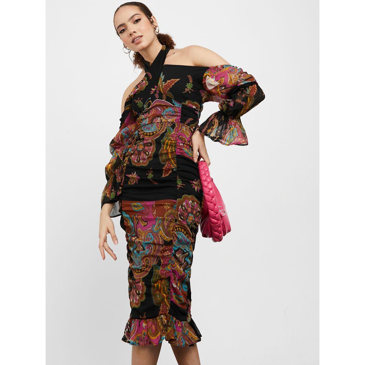 فستان ميدي بياقة هولتر-women-clothing-dresses-image-1
